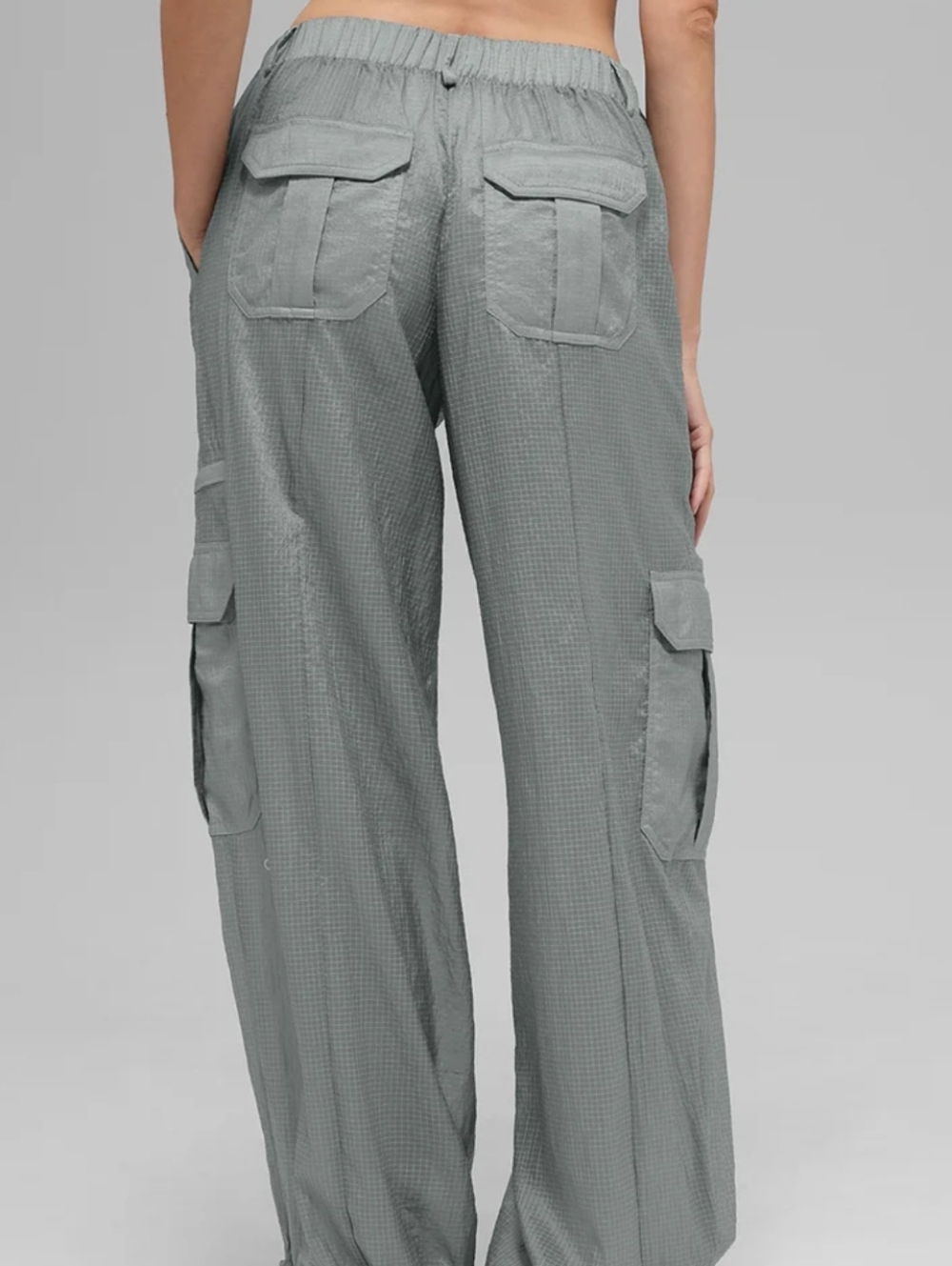 Alo Yoga Semi-Sheer Women's Cargo Jogger Wide Leg Ankle Pants Olive Green Summer - Picture 3 of 8